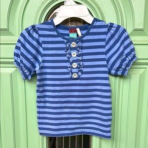 Matilda Jane Girls Size 4 Blue Striped Short Sleeve Tee